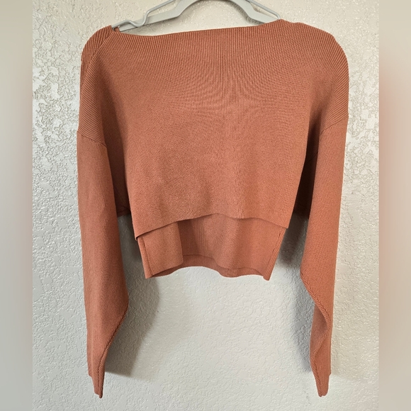 A.L.C. Greer twist-front ribbed-knit top with tank bolero brown M - Picture 3 of 13